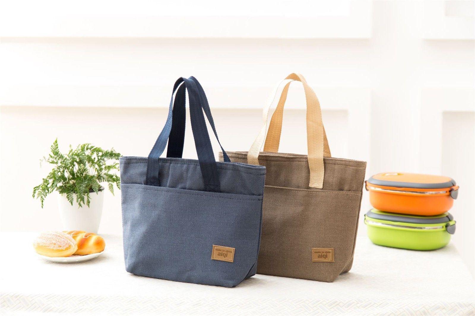 Vinsani Insulated Tote Canvas Thermal Lunch Bag Reusable Portable Cooler Bag Lightweight Convenient Foldable for Work School Picnic Office Adults & Kids - Toi ‘n’ Moi Ltd