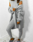 Ladies 3 Piece Suit Roll Neck Chunky Knitted Ribbed Tracksuit Lounge Set - Toi ‘n’ Moi Ltd
