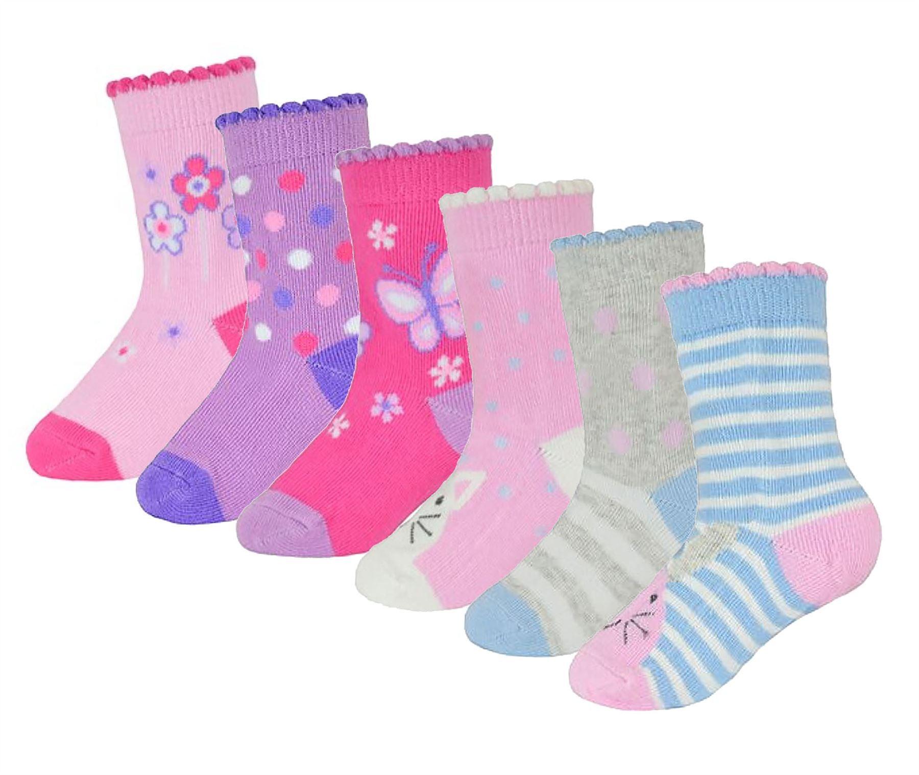 Baby Girls 6 Pack Butterfly / Animal Design Socks - Toi ‘n’ Moi Ltd