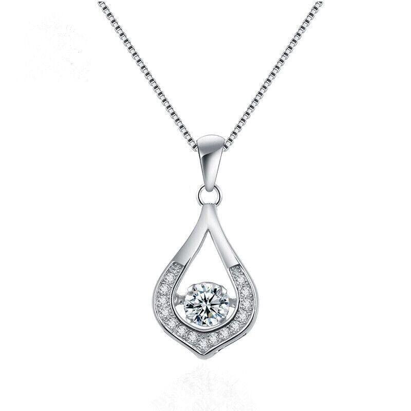 925 Sterling Silver Crystal Water Drop Pendant Necklace Women Girls Jewellery UK - Toi ‘n’ Moi Ltd