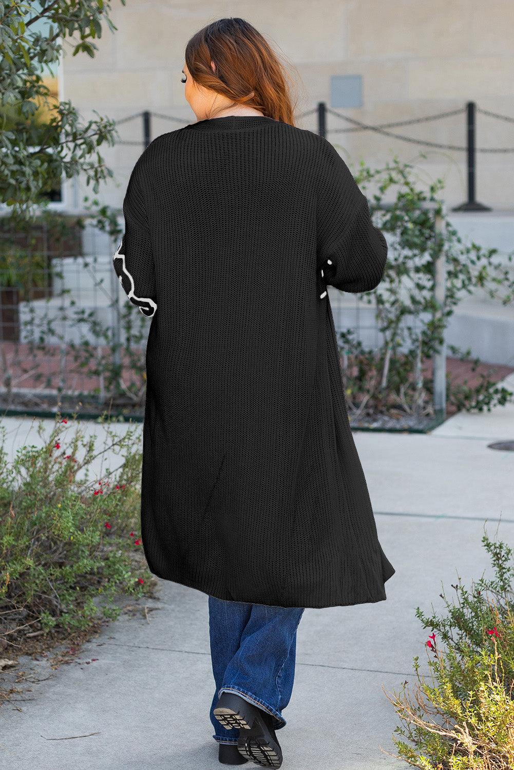 Beige Flower Embroidered Drop Shoulder Open Front Duster Cardigan - Toi ‘n’ Moi Ltd