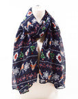 Womens Ladies Christmas Festive Scarf Santa Claus Snowman Print Winter Gifts UK - Toi ‘n’ Moi Ltd