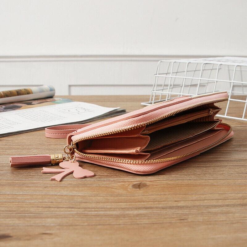 Women Zipper Leather Long Wallet Large Capacity Card Holder Tassel Clutch Purse - Toi ‘n’ Moi Ltd