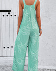 Moonlight Jade Printed Bib Wide Leg Overalls