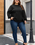 Black Loose Patchwork Crewneck Plus Size Sweatshirt - Toi ‘n’ Moi Ltd
