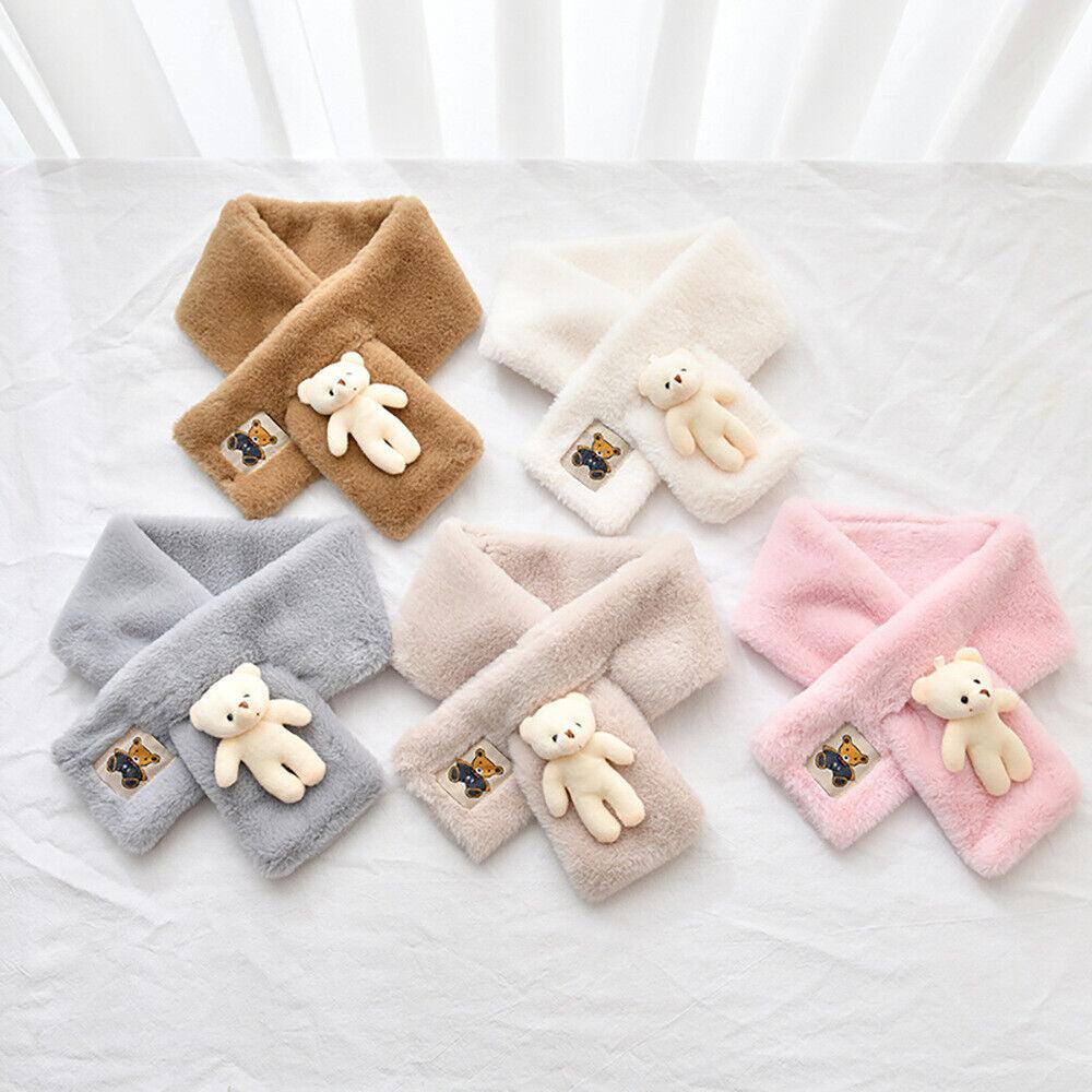 Fur Plush Thicken Kids Gift Plush Scarf Warm Bib Bear Cross Scarf Neckerchief UK - Toi ‘n’ Moi Ltd