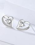 925 Sterling Silver Crystal Heart Pendant Necklace Stud Earrings Womens Gift - Toi ‘n’ Moi Ltd