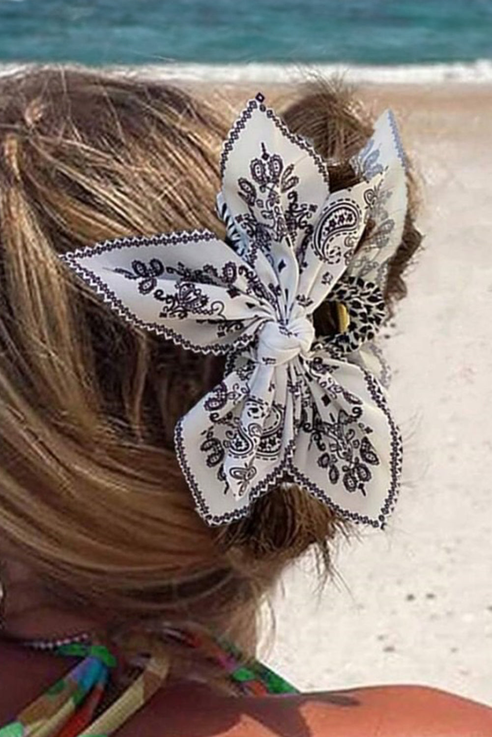 Black Paisley Floral Print Bow Knot Hair Clip - Toi ‘n’ Moi Ltd