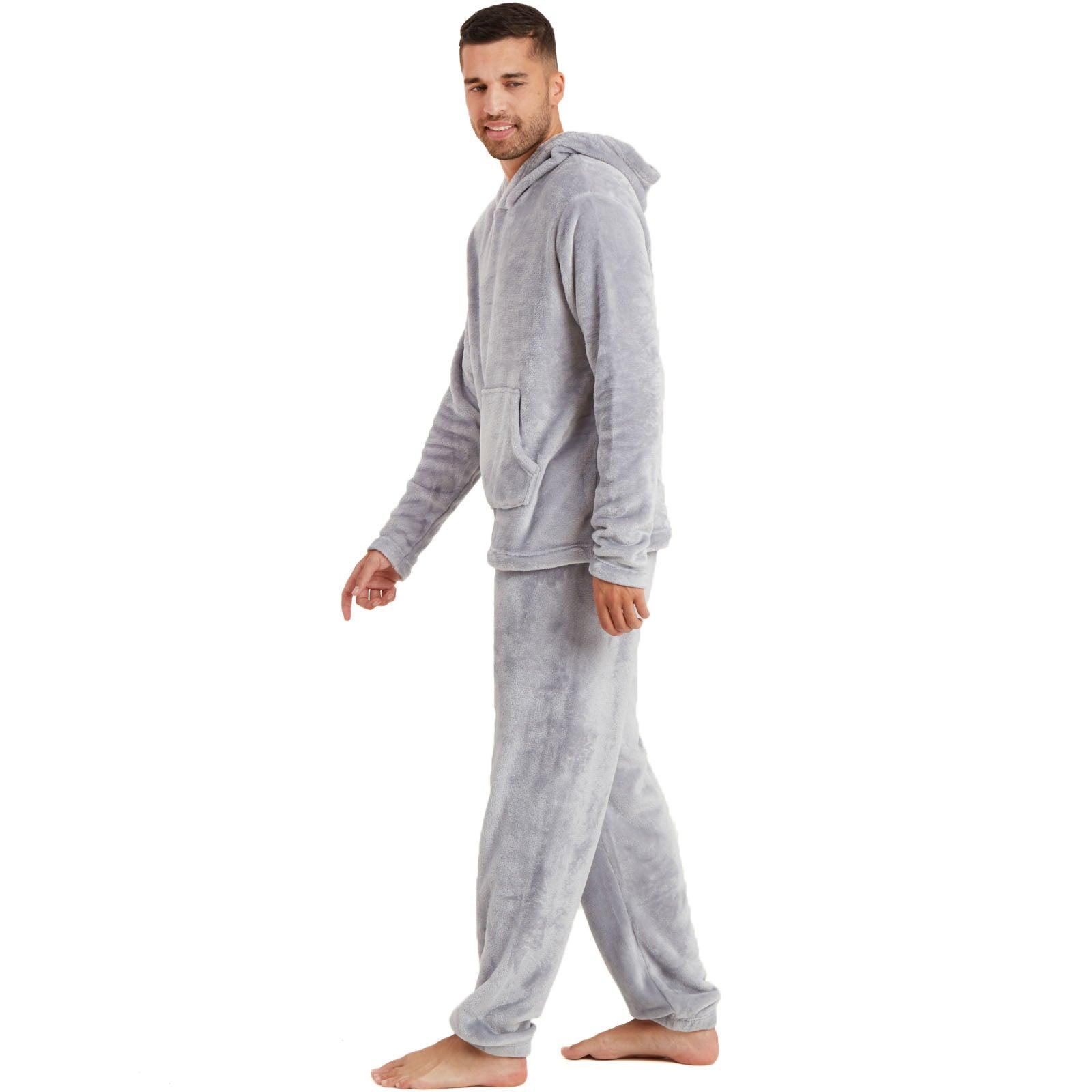 Snuggaroo Mens Soft Fleece Hooded Pjs Pyjama Bottoms Top Loungewear Set - Toi ‘n’ Moi Ltd