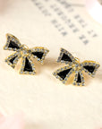 Black Rhinestone Bowknot Stud Earrings - Toi ‘n’ Moi Ltd