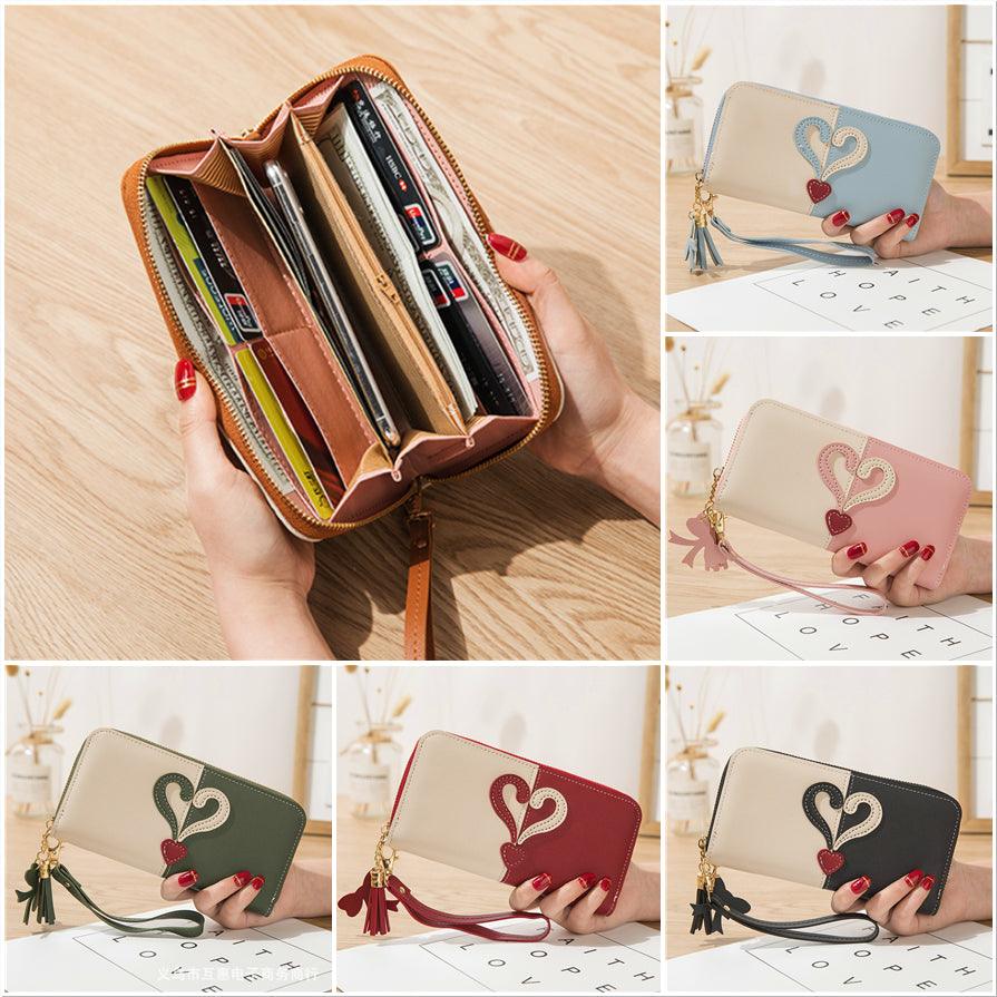 Women Zipper Leather Long Wallet Large Capacity Card Holder Tassel Clutch Purse - Toi ‘n’ Moi Ltd