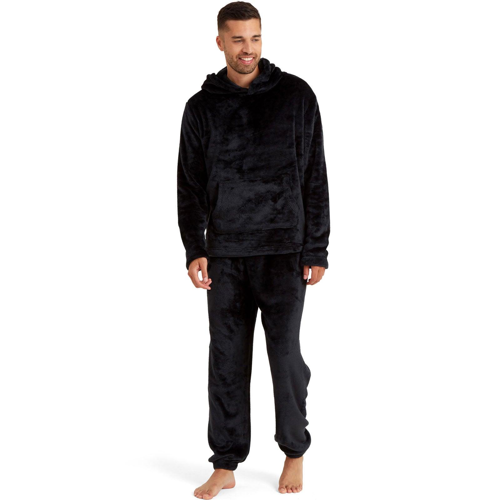 Snuggaroo Mens Soft Fleece Hooded Pjs Pyjama Bottoms Top Loungewear Set - Toi ‘n’ Moi Ltd