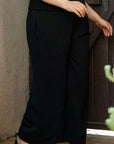 Black Shirred High Waist Plus Size Wide Leg Pants - Toi ‘n’ Moi Ltd