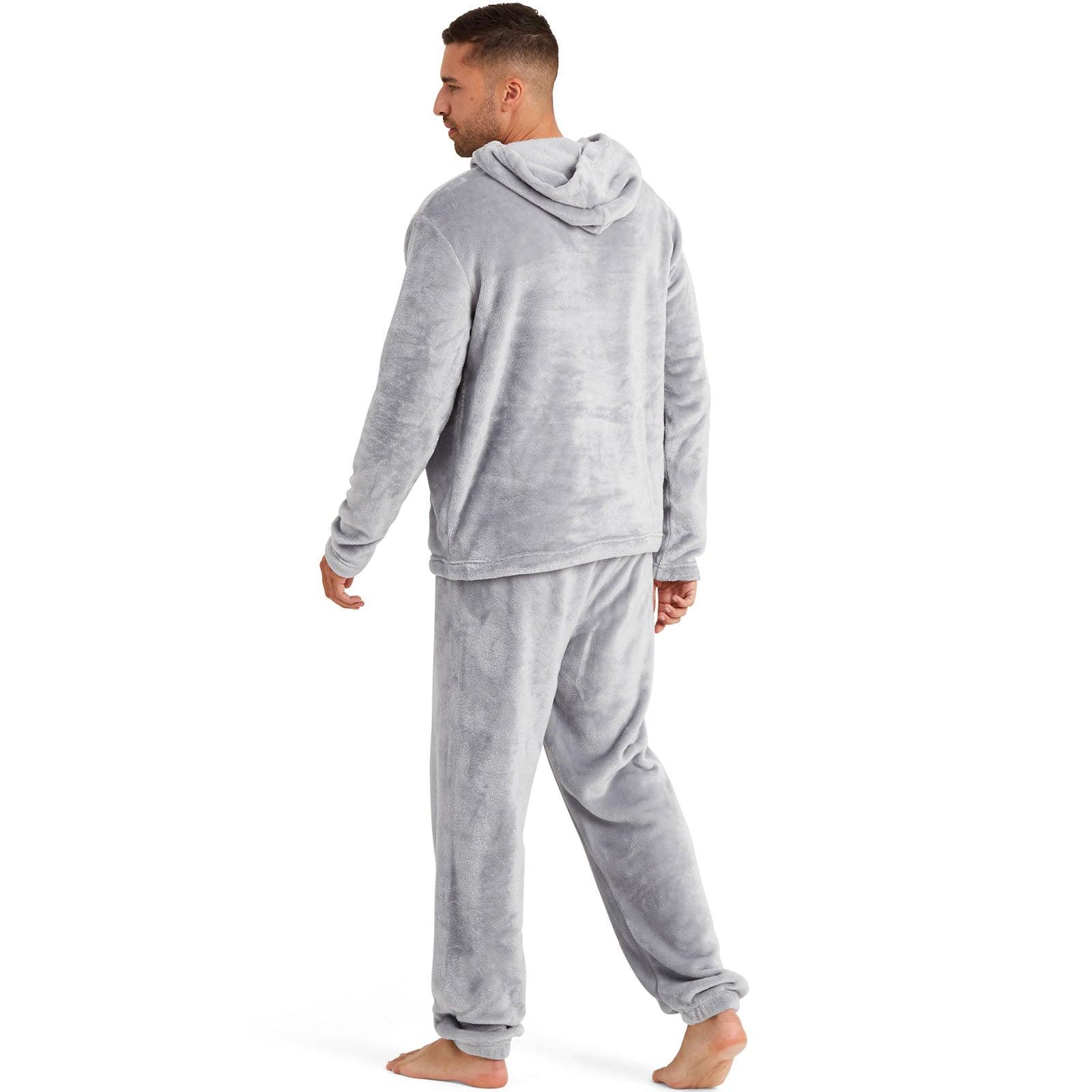 Snuggaroo Mens Soft Fleece Hooded Pjs Pyjama Bottoms Top Loungewear Set - Toi ‘n’ Moi Ltd