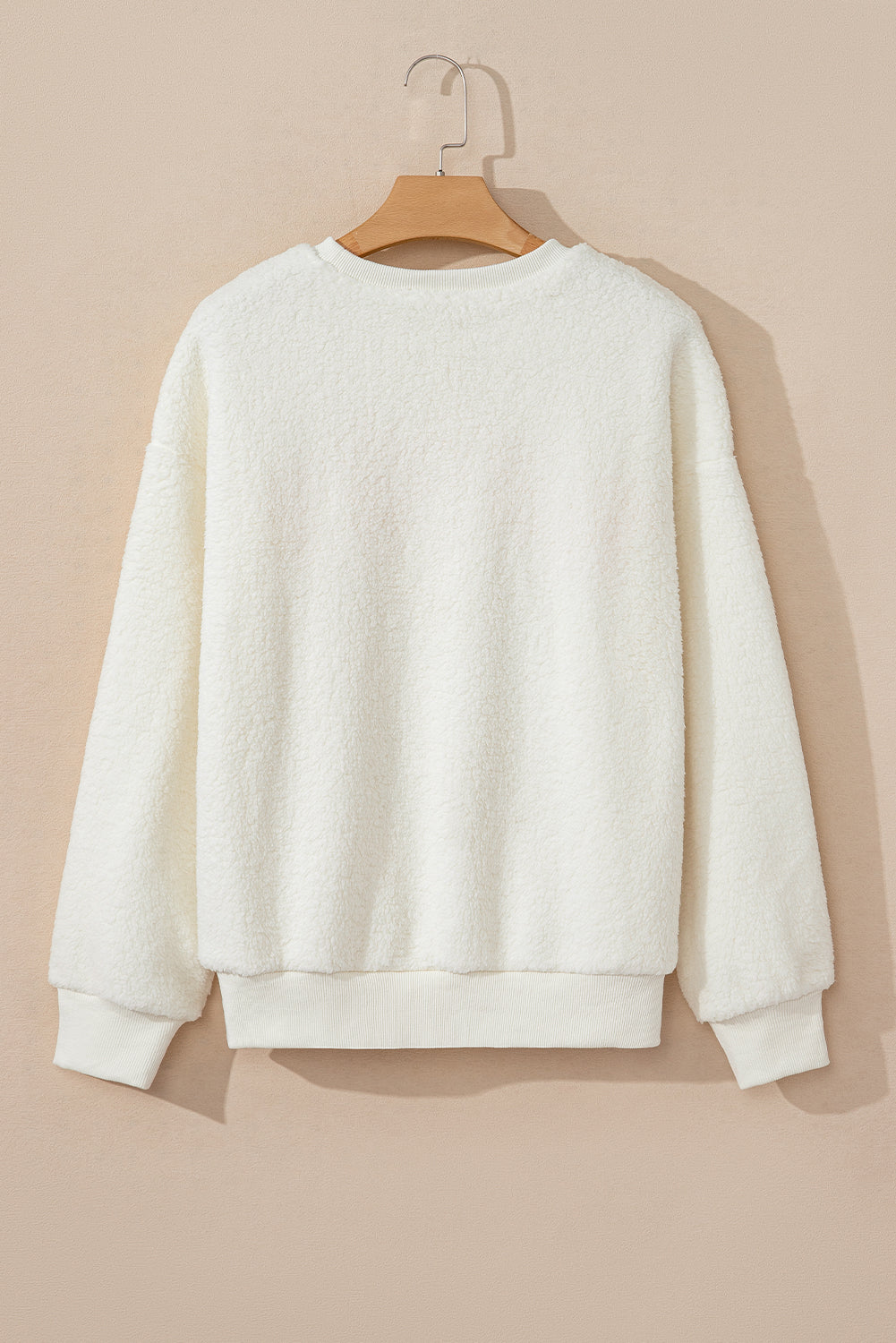 Beige Sherpa HOWDY Patched Pullover Sweatshirt - Toi ‘n’ Moi Ltd