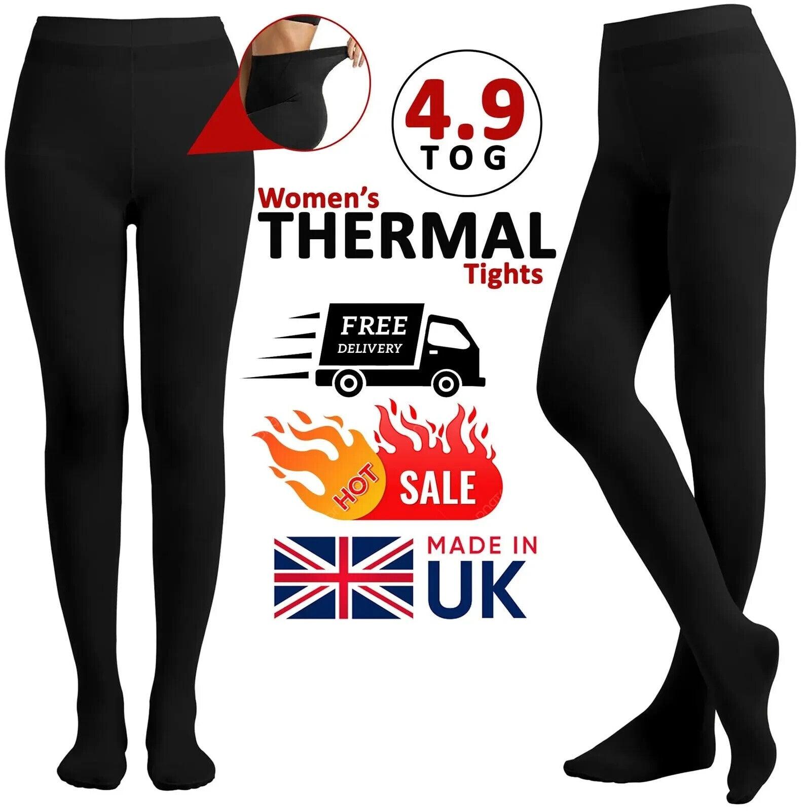 WOMENS 4.9 TOG FLEECE THERMAL TIGHTS GIRLS INSULATED LADIES EXTRA THICK WARM - Toi ‘n’ Moi Ltd
