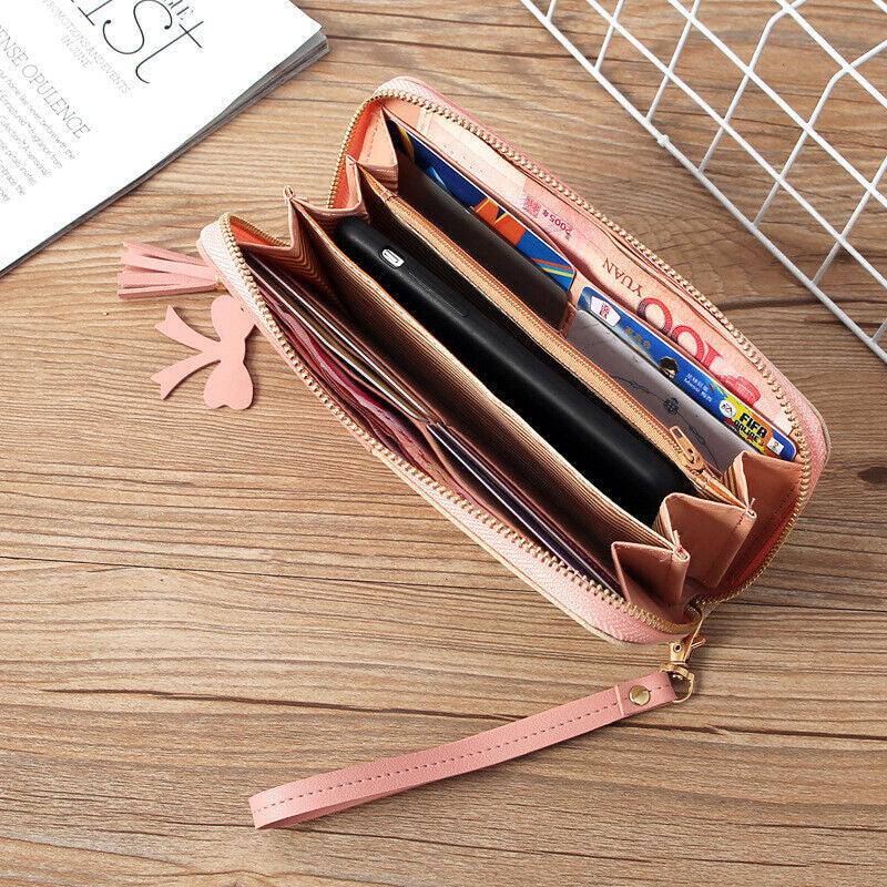 Women Zipper Leather Long Wallet Large Capacity Card Holder Tassel Clutch Purse - Toi ‘n’ Moi Ltd