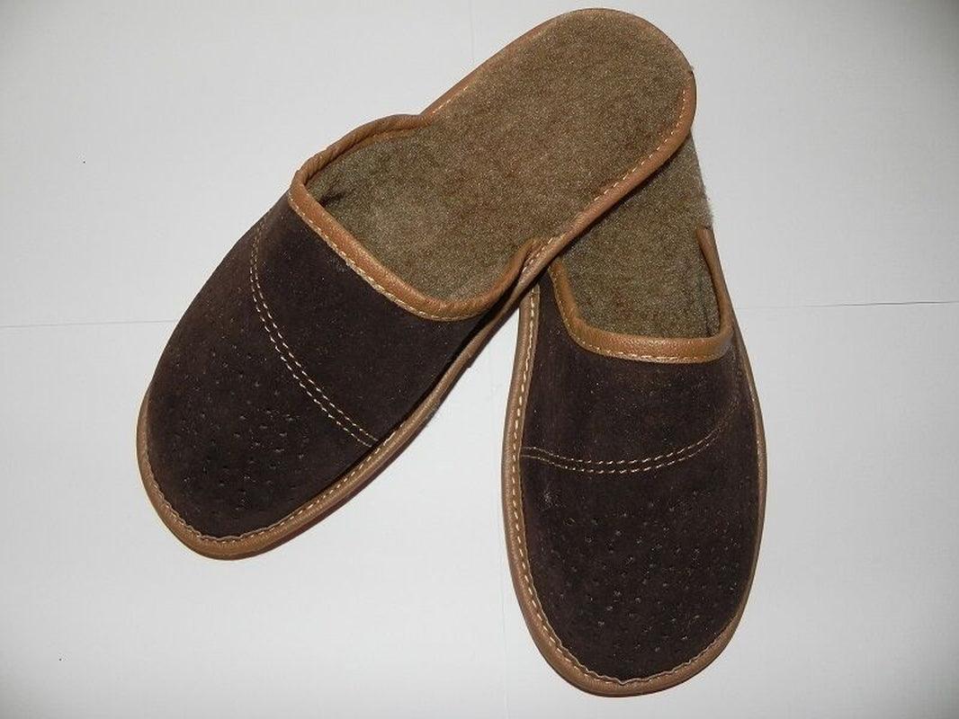 Mens 100% Suede Leather Warmed Slippers Handmade Size:6.5,7.5,8 - Toi ‘n’ Moi Ltd