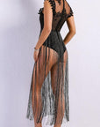 Black Fringe Bodysuit Dress - Toi ‘n’ Moi Ltd