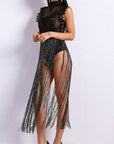Black Fringe Bodysuit Dress - Toi ‘n’ Moi Ltd