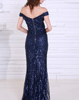 Navy Blue Sequin Gown