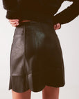 Button Through Mini Skirt in Black