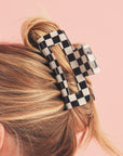 Black Checkered Print Hollow Out Hair Clip - Toi ‘n’ Moi Ltd