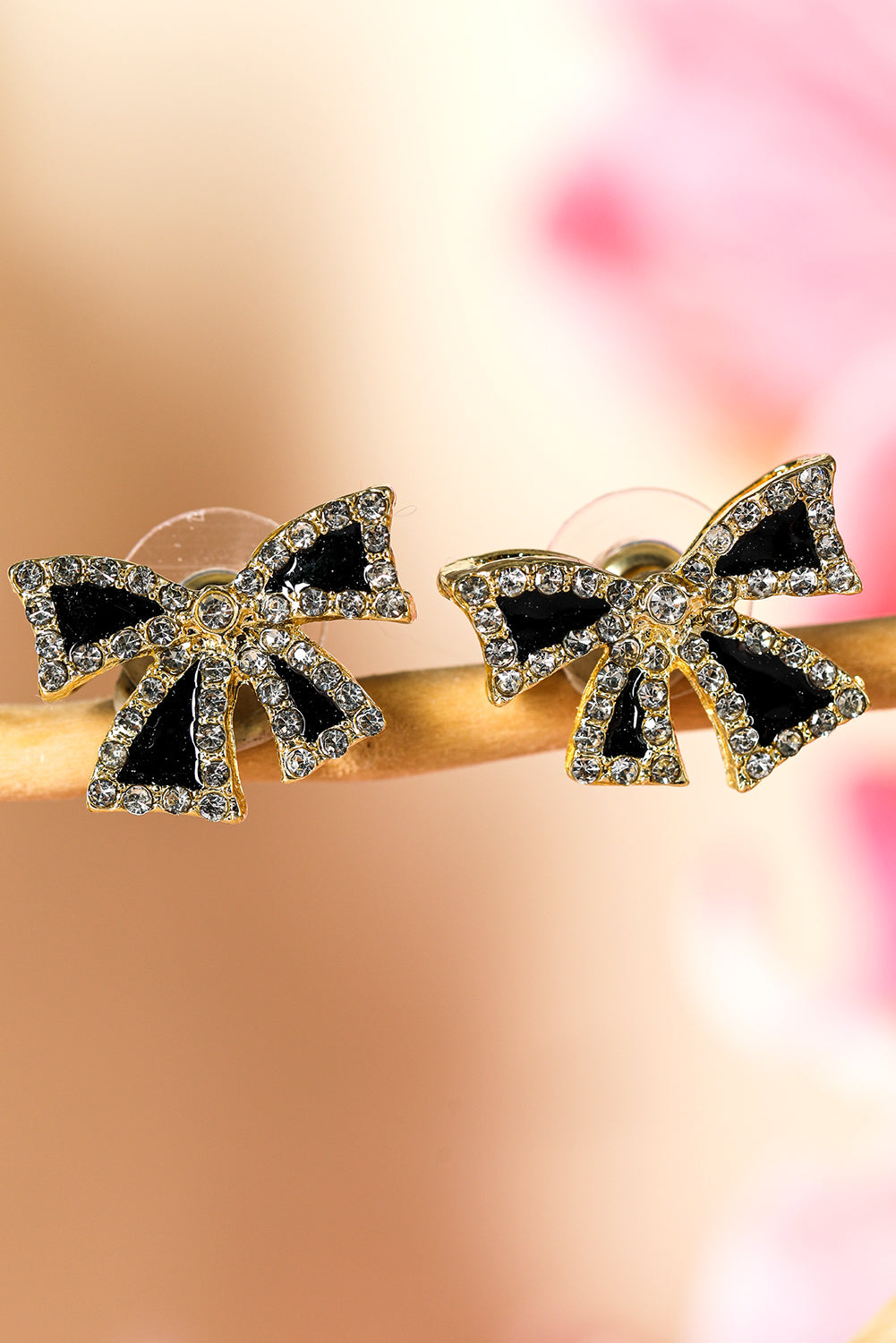 Black Rhinestone Bowknot Stud Earrings - Toi ‘n’ Moi Ltd