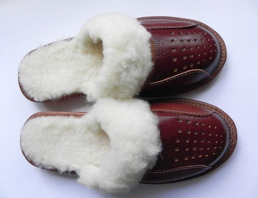 Women`S/Ladies Winter Slippers 100% Natural Leather&amp;Sheepw - Toi ‘n’ Moi Ltd