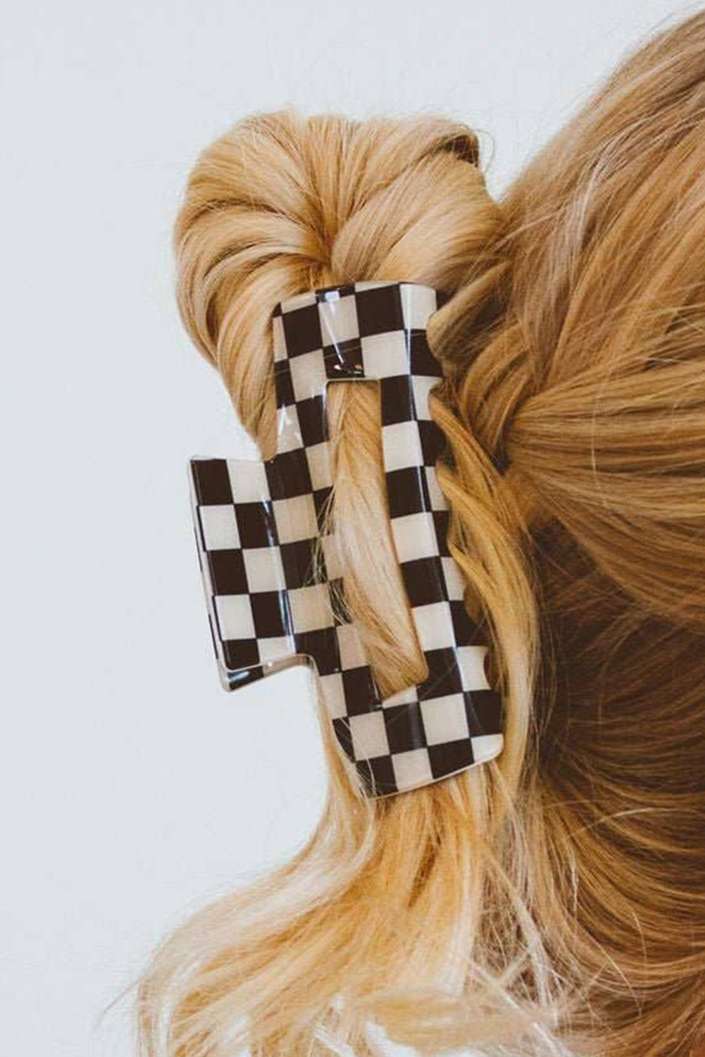 Black Checkered Print Hollow Out Hair Clip - Toi ‘n’ Moi Ltd