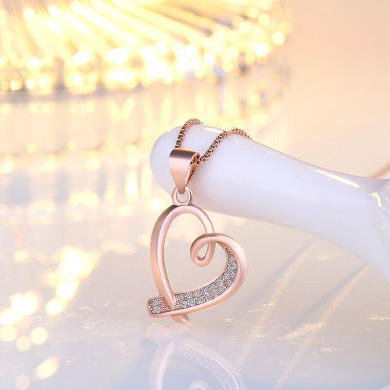 925 Sterling Silver Crystal Heart Pendant Necklace Women Girls Jewellery Gift - Toi ‘n’ Moi Ltd