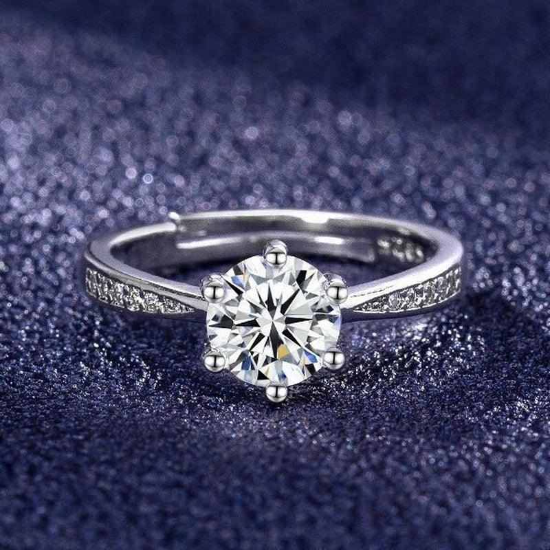 Crystal Stone Adjustable Ring 925 Sterling Silver Womens Girls Jewellery Gift UK - Toi ‘n’ Moi Ltd