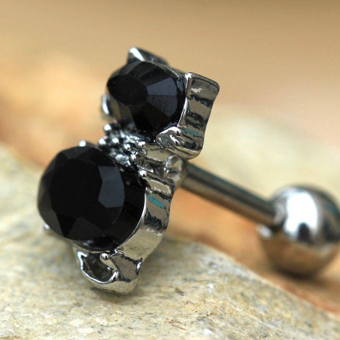 316L Stainless Steel Fancy Black Cat Cartilage Earring - Toi ‘n’ Moi Ltd