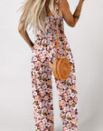 Black Floral Square Neckline Stretch High Waist Jumpsuit - Toi ‘n’ Moi Ltd