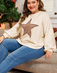 Beige Star Shape Studded Crew Neck Plus Size T Shirt - Toi ‘n’ Moi Ltd