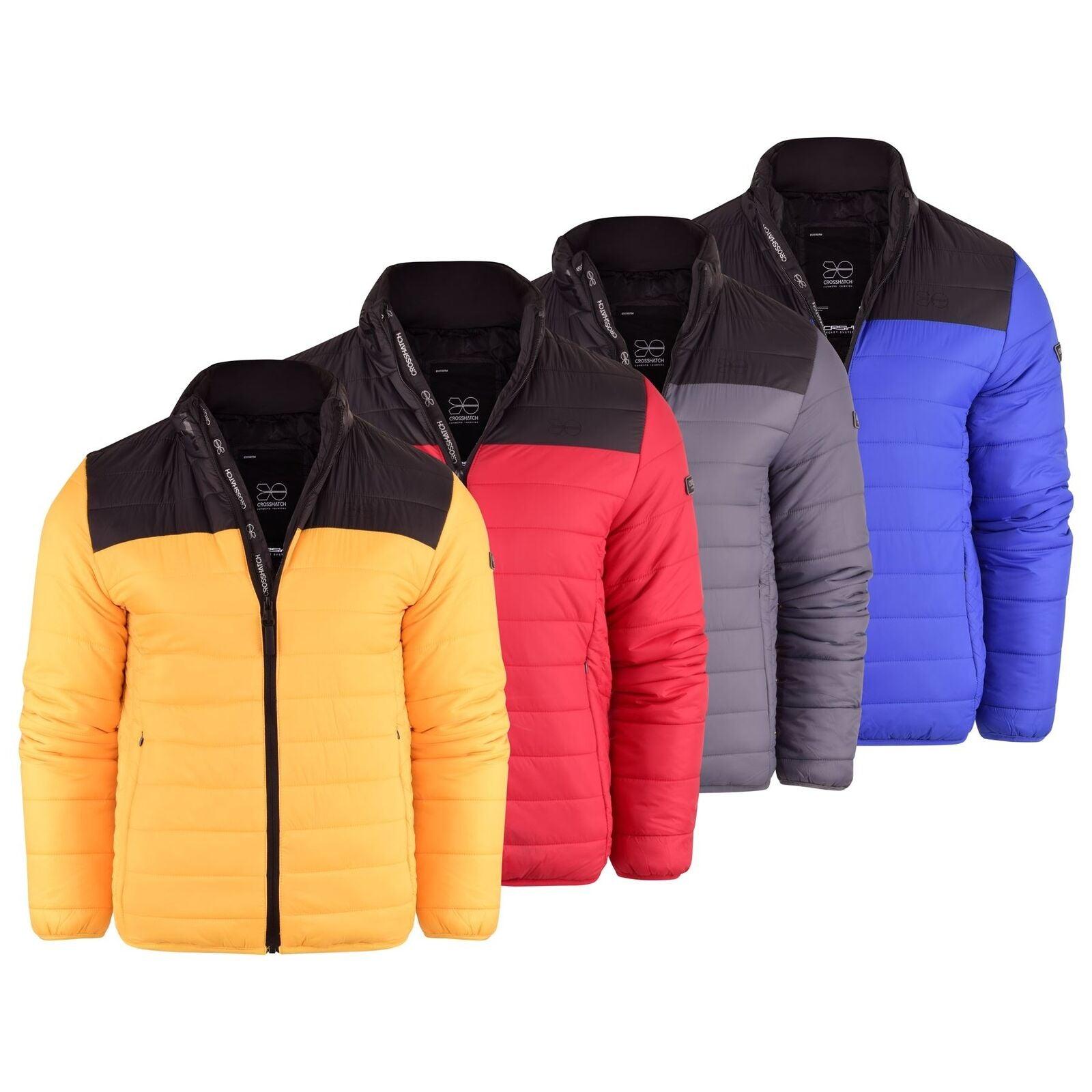 Mens Crosshatch Padded Jacket Inner and Zip Side Pockets Staywarm Contrast Coat - Toi ‘n’ Moi Ltd