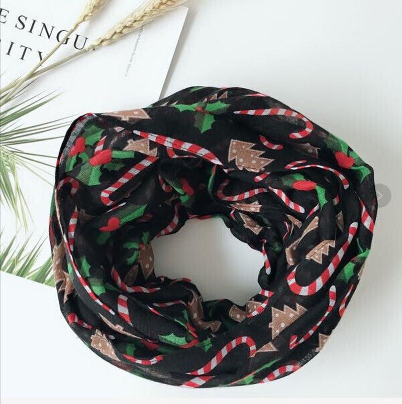 Womens Ladies Christmas Festive Scarf Santa Claus Snowman Print Winter Gifts UK - Toi ‘n’ Moi Ltd