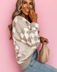 Black Checkered Print Drop Shoulder Round Neck Sweater - Toi ‘n’ Moi Ltd
