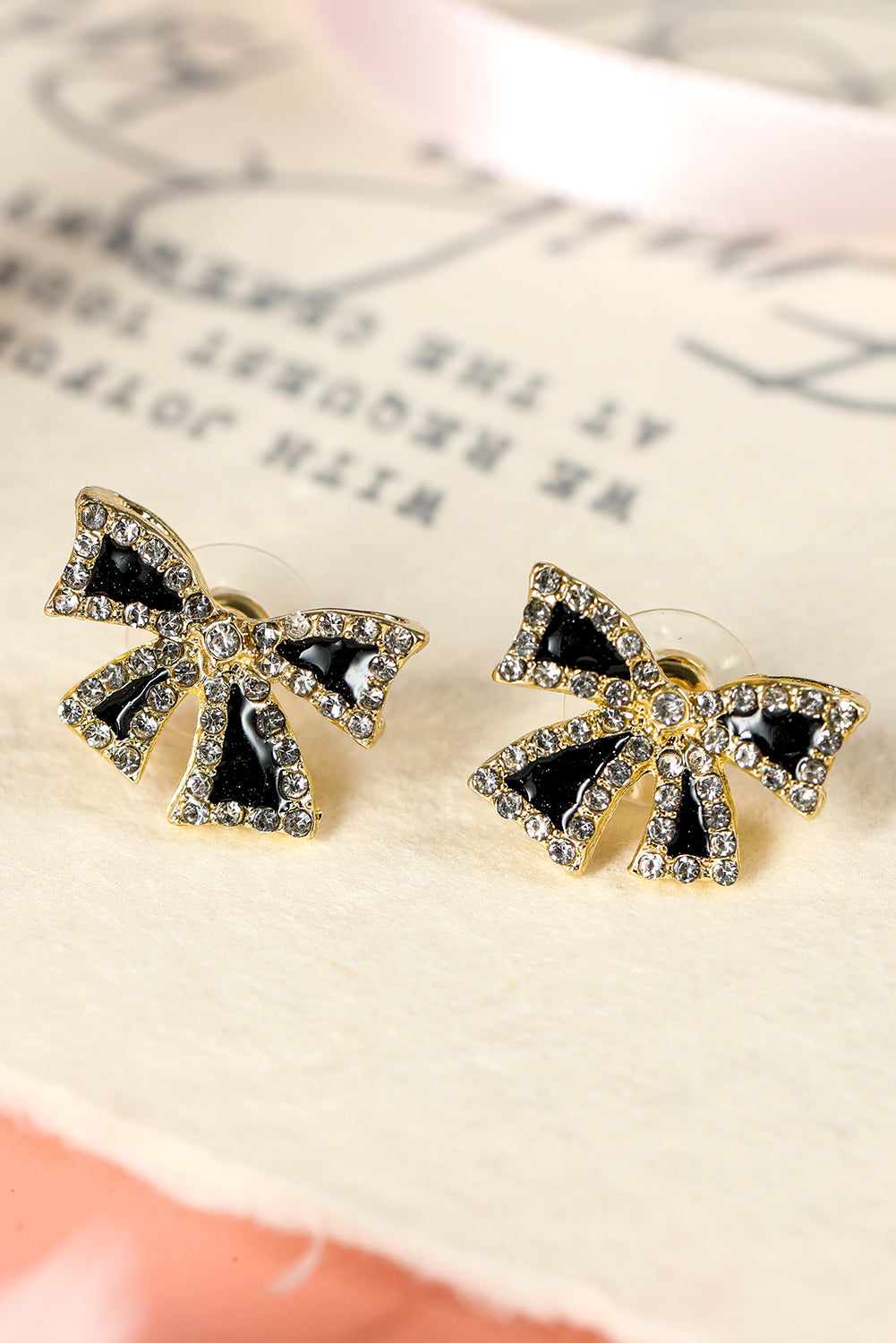 Black Rhinestone Bowknot Stud Earrings - Toi ‘n’ Moi Ltd