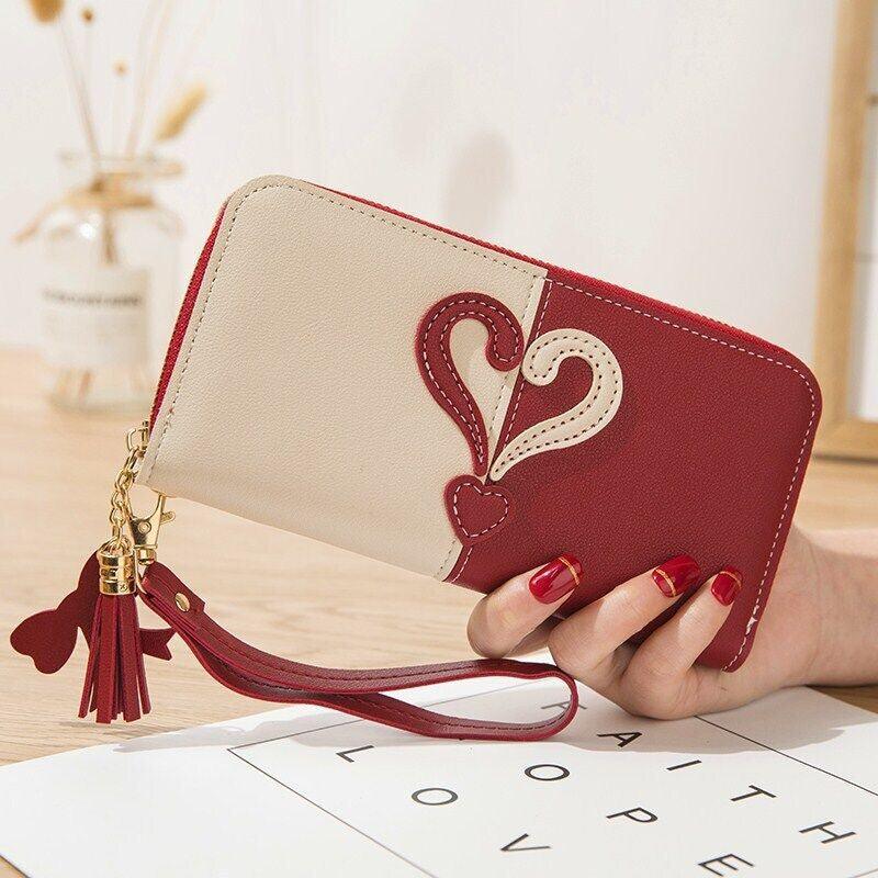 Women Zipper Leather Long Wallet Large Capacity Card Holder Tassel Clutch Purse - Toi ‘n’ Moi Ltd