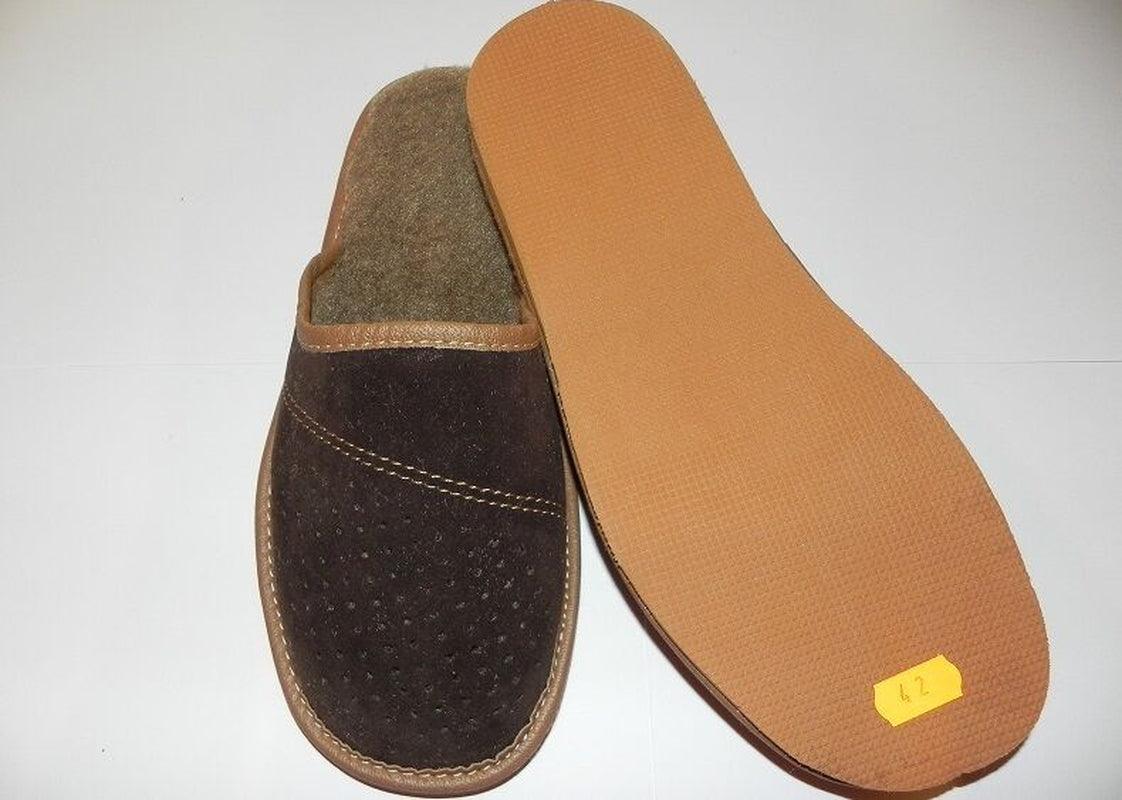 Mens 100% Suede Leather Warmed Slippers Handmade Size:6.5,7.5,8 - Toi ‘n’ Moi Ltd