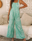 Moonlight Jade Printed Bib Wide Leg Overalls