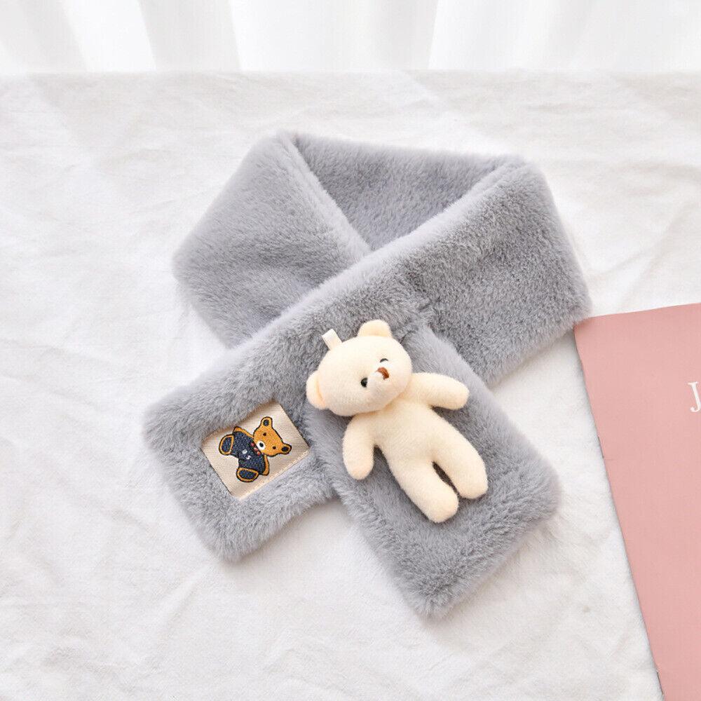 Fur Plush Thicken Kids Gift Plush Scarf Warm Bib Bear Cross Scarf Neckerchief UK - Toi ‘n’ Moi Ltd