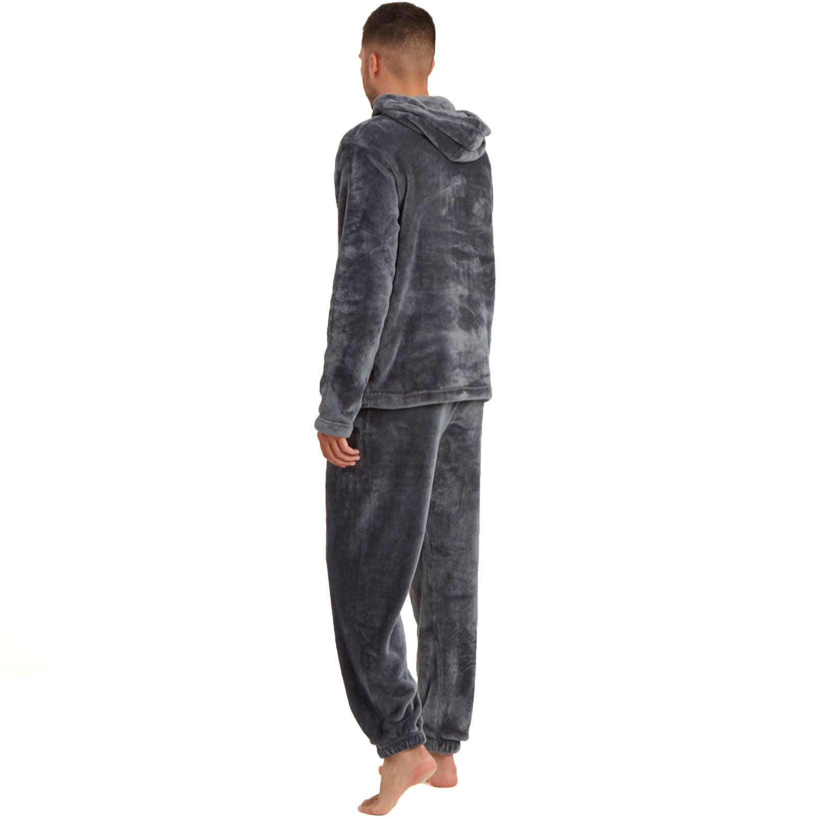 Snuggaroo Mens Soft Fleece Hooded Pjs Pyjama Bottoms Top Loungewear Set - Toi ‘n’ Moi Ltd