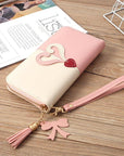 Women Zipper Leather Long Wallet Large Capacity Card Holder Tassel Clutch Purse - Toi ‘n’ Moi Ltd