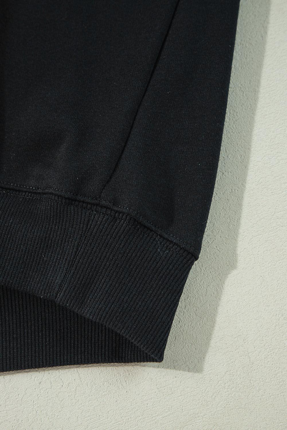 Black Solid Crew Neck Drop Shoulder Plus Size Sweatshirt - Toi ‘n’ Moi Ltd