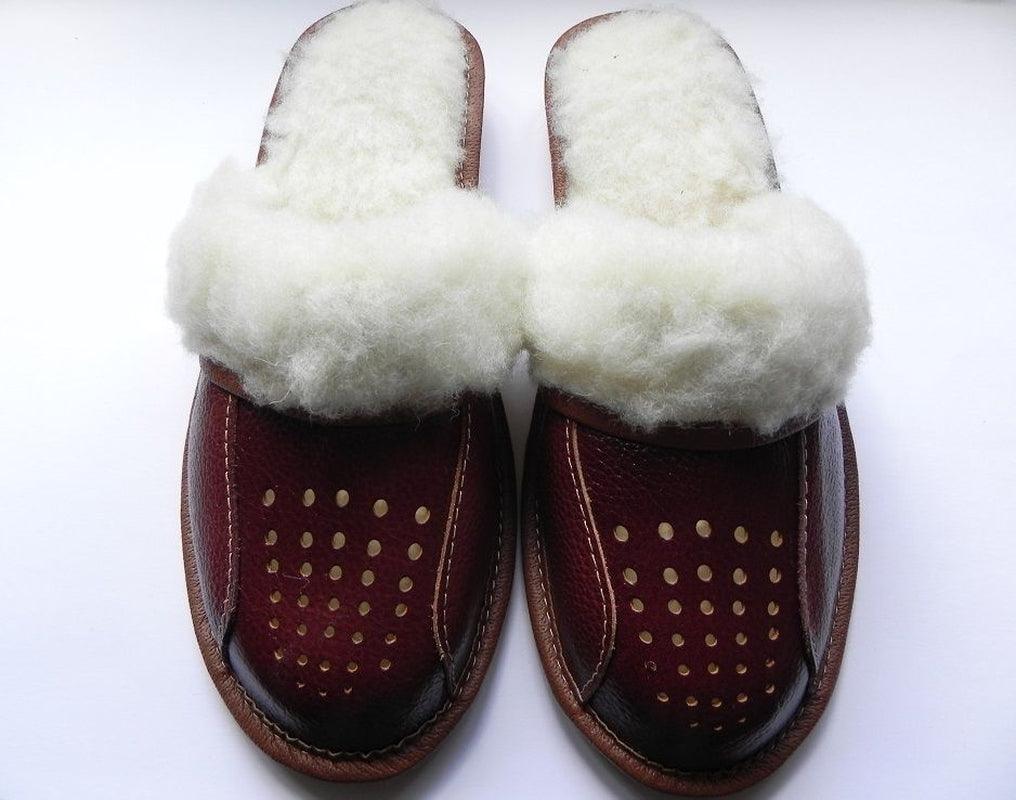 Women`S/Ladies Winter Slippers 100% Natural Leather&Sheepw - Toi ‘n’ Moi Ltd