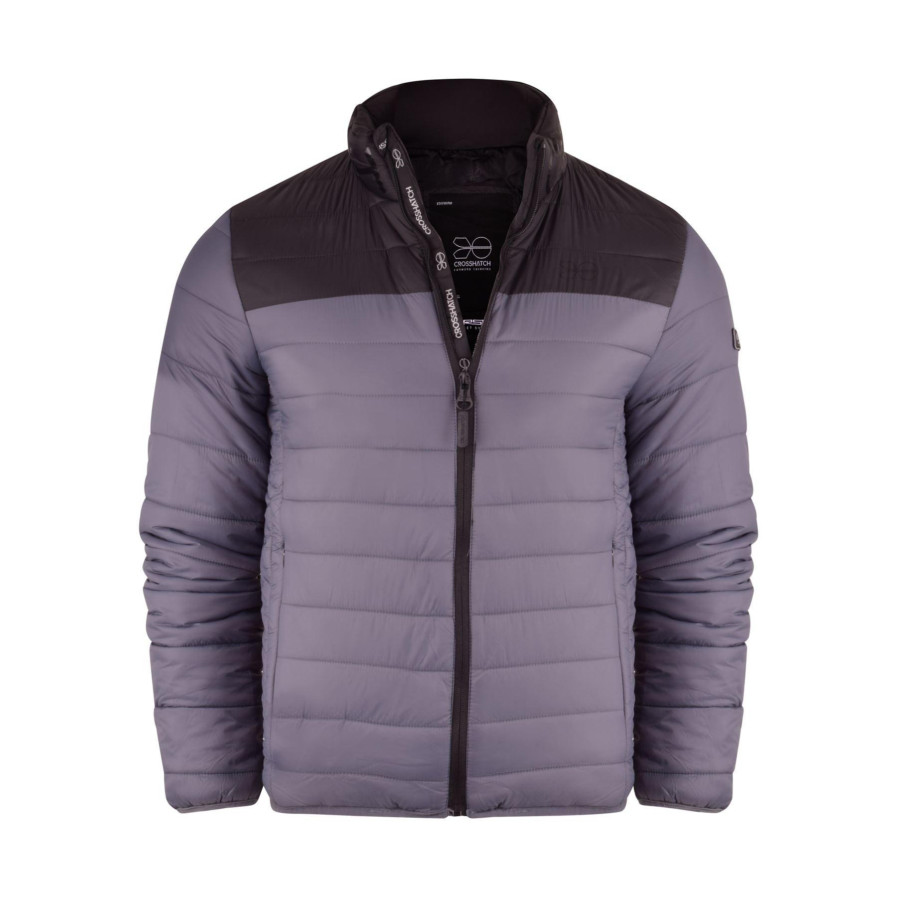 Mens Crosshatch Padded Jacket Inner and Zip Side Pockets Staywarm Contrast Coat - Toi ‘n’ Moi Ltd