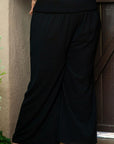 Black Shirred High Waist Plus Size Wide Leg Pants - Toi ‘n’ Moi Ltd