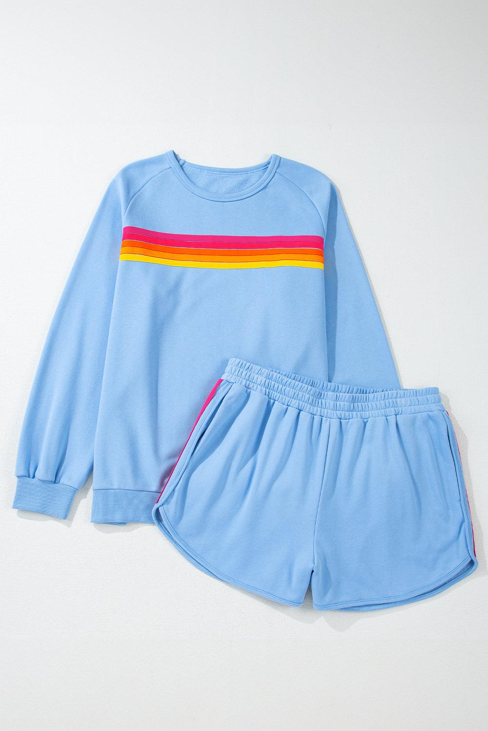 Beau Blue Striped Accent Pullover and Shorts Two Piece Casual Set - Toi ‘n’ Moi Ltd
